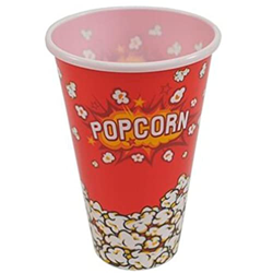 Tradineur - Cubo de palomitas de plástico, recipiente reutilizable para cine en casa, fiestas, celebraciones (Rojo, 17,8 x 11,7 cm) en oferta