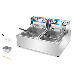 Freidoras Premium Freidoras comerciales de Acero Inoxidable con cestas Tapa encimera Aceite con Temporizador y Control de Temperatura para características