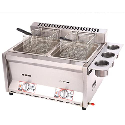 Freidora a Gas, Freidora Comercial De Alta Capacidad De Acero Inoxidable De 12 L Con Cesta Para Freír Y Tapa Para Restaurante De Papas Fritas, Superme