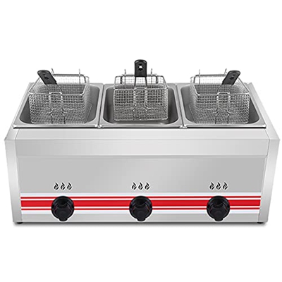 Freidora de Acero Inoxidable de 10L, 20L, 30L, freidora de Gas Comercial, Potencia de Fuego Ajustable para Patatas Fritas, Donuts, Pescado, Cesta Desm