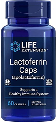 Life Extension, Lactoferrin, con 95% de Apolactoferrina, 60 Cápsulas, Probado en Laboratorio, Sin Gluten, Vegetariano, Sin Soja, No GMO