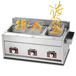 Freidora de Gas Comercial Freidora Profesional de GLP con cestas extraíbles y Canal de condimentos Potencia de Fuego Ajustable Acero Inoxidable S en oferta