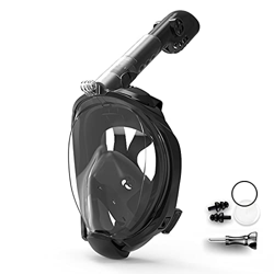 QHYXT Full Facesnorkel Máscara de Buceo con Vista de 180 Grados, antivaho, antifugas con Tubo Plegable y Soporte para cámara para Adultos y niños, jóv en oferta