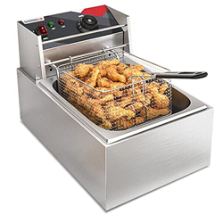 Freidora de Acero Inoxidable de 10 litros y 2500 W, freidora eléctrica Comercial, freidora de Aceite de encimera con Control de Temperatura para Resta en oferta