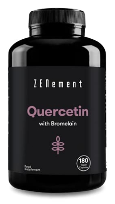 Zenement | Quercetina, 500 mg, con Bromelaína, 180 Cápsulas | Antiedad, Envejecimiento Saludable, Antioxidante | 100% Ingredientes Naturales, Vegano, 
