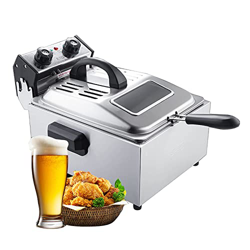 Freidora Profesional 2800W Freidora eléctrica de Acero Inoxidable - Tanque de Aceite de 10L y Tapa con Ventana de inspección Temperatu Ajustable características