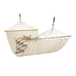 Relaxdays Hamaca Jardín, Algodón, con Fijación, 260x100 cm, Exterior, Tumbona Colgante Travesaños hasta 200 kg, Beige precio