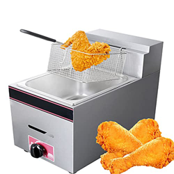 Freidora de Gas de Acero Inoxidable Freidora Comercial 10L Freidora Individual de Gran Capacidad Control de Temperatura Ajustable Contador Grueso en oferta