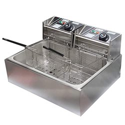 Freidora de Cesta Freidora eléctrica Comercial Freidora de Grasa para el hogar 12L 5000W Tanque Doble eléctrico Encimera Fren de Acero Inoxidable en oferta