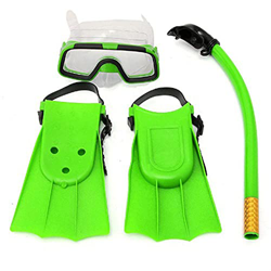 QHYXT Juego de Snorkel para niños, Paquetes de Snorkel con Aleta de máscara para niños de 3 a 4 años con máscara, Gafas de Buceo y Aletas de Silicona  en oferta