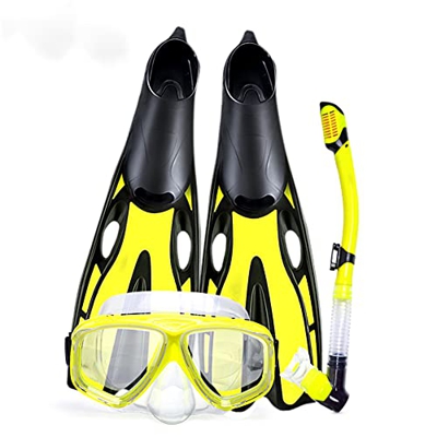 QHYXT Mask Fins Snorkel Set Equipo de Snorkel para Adultos, niños, máscara de Snorkel panorámica, Equipo de Snorkel Dry Top y Aletas de Buceo con Bols