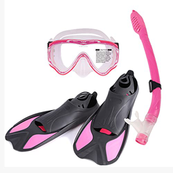QHYXT Mask Fin Snorkel Set para niños Adultos Paquete de Snorkel, con máscara de Snorkel panorámica, Dry Top Snorkel Kit de Aletas de Buceo Ajustables características