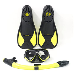 QHYXT Kids Mask Fin Snorkel Set Paquetes de Equipo de Snorkel Dry Top Snorkel, Máscara de Snorkel antivaho, Aletas de Buceo Ajustables/Aletas para Buc precio