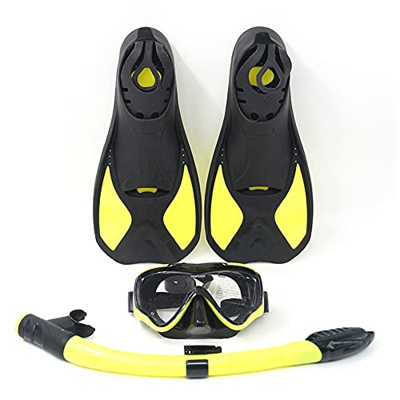QHYXT Kids Mask Fin Snorkel Set Paquetes de Equipo de Snorkel Dry Top Snorkel, Máscara de Snorkel antivaho, Aletas de Buceo Ajustables/Aletas para Buc