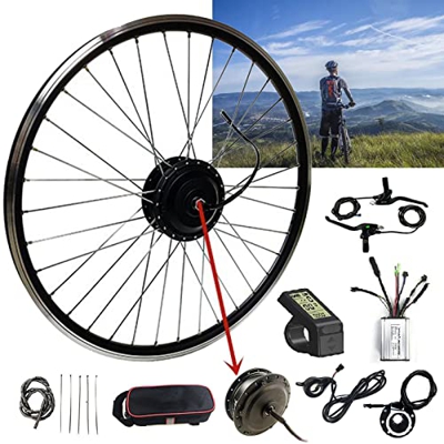 Niczu Kit de Conversión de Bicicleta Eléctrica de 36V y 350W, Rueda Delantera Eléctrica de 20 24 26 27,5 28 29 Pulgadas 700C, Cubo de Bicicleta, Kit C