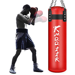 Jumpdealz Ciężki UNFilled Punchbag MMA Martial Arts Muay Thai Kickboxing Boxing Set Punching Bag with Hanging Chain, Adult Punchbag,Rojo,140cm en oferta