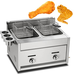 Freidora de Gas de Acero Inoxidable Freidora Comercial de Papas Fritas con cestas y Tapas Freidora de Acero Inoxidable Independiente precio