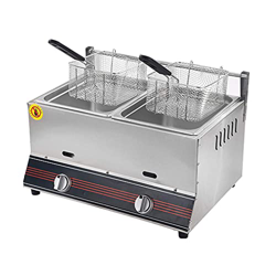 Freidora Cesta 12L Freidora a Gas Freidora Comercial Acero Inoxidable 2 cestas Freidora LPG con Tapa Freidora Doble para Chips Donuts F características