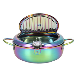 YEmirth Olla para freidora, freidora antiadherente de acero inoxidable Freidora con control de temperatura Tapa de freidora Tempura de estilo japonés  características