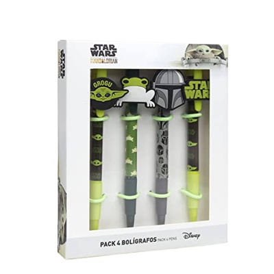CCERDÁ LIFE'S LITTLE MOMENTS, Pack de 4 bolígrafos The Mandalorian, para fans de The Child, Licencia oficial de Star Wars