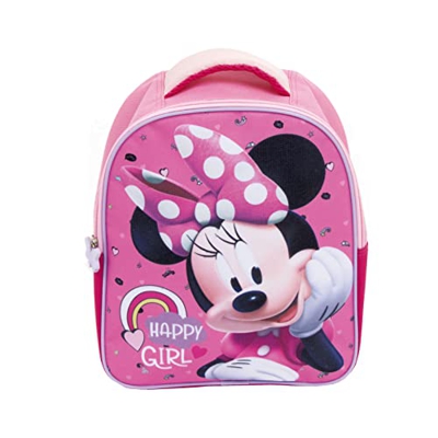 Superdiver Mochila infantil Minnie Mouse Licencia Oficial Disney para el colegio y la guardería - 28x23x10 cm - color rosa - con asas acolchadas - Ide