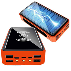 Wttfc Power Bank Solar 50000Mah Batería Externa 4 USB Salidas Cargador Movil Portátil, UCB C Power Bank Cargador Inalambrico con 3 Entradas Compatible características