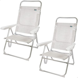 Aktive 62255 - Pack de 2 sillas plegables reclinables para playa, jardín, terraza o camping, Medidas 63x57x99 cm y Altura 33 cm, Multiposición, incluy precio