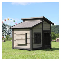 Casetas para Perros Casa De Perro De Madera Maciza De Madera Maciza Al Aire Libre, Cabina De Lujo Lluvia Y Protección Solar, For Mascotas Grandes Y Me precio