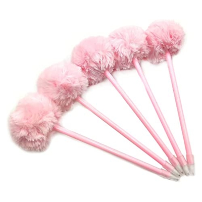 SouiWuzi 5 pcs Gel lápices Lindos Pom-Pom plástico bolígrafo Firma bolígrafo bolígrafo Dibujos Animados alumno con bolígrafo, bolígrafo plástico lápiz