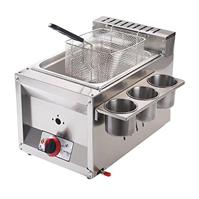 Freidora de Gas Profesional 10L/20L30L Freidora de Gas de Acero Inoxidable con Cesta Interruptor Independiente Fácil de Limpiar para Uso Comercial