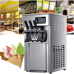 MáQuina De Helados Comercial, 1200W 16L-18/H Pantalla Digital Lcd De Acero Inoxidable 3 Sabores MáQuina Para Hacer Helados De Cono Dulce, Advertencia  en oferta