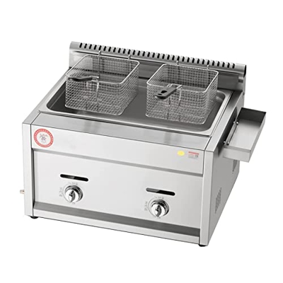 Freidora de Gas Profesional de Alta Capacidad para Cocina de Comida Familiar en encimera de Restaurante Comercial (freidora) (freidora + Base de freid