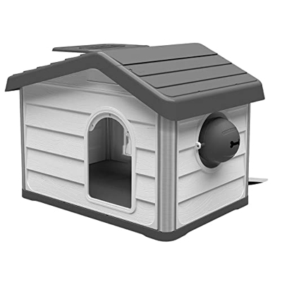 LOBOO – Casa para Perros Smartkave Antracita Modular con Suelo Elevado Paredes con Aislamiento Comedero Divertido Bordes Redondeados Seguros y Pared T