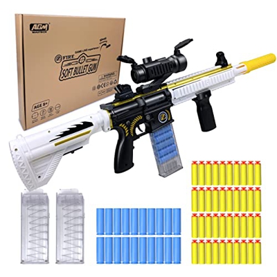 AGM MASTECH AR 416 Pistola lanzadora de proyectil, 40 Dardos Oficiales, Clip de 8 Dardos, 2 revistas, 5 métodos de Montaje, Juego de Juguetes Blaster 