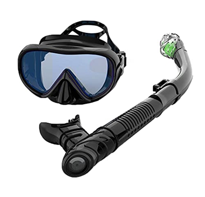 AMZOPDGS Juego de esnórquel Un Buen Regalo para el día del Padre, Máscara de Buceo con esnórquel antivaho para Adultos o jóvenes Vidrio Templado panor