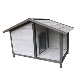 DHYBDZ Casa para Perros con Porche, Perrera Grande para Perros pequeños medianos Grandes, casa de Animales de Madera con Piso Elevado Impermeable,B en oferta
