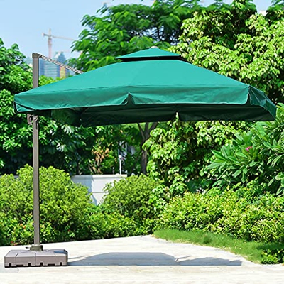 Sombrilla de Patio Sombrilla de Mesa al Aire Libre con 8 Costillas Robustas para Piscina Jardín Porche Cubierta Césped Patio Trasero y Mercado Verde-3