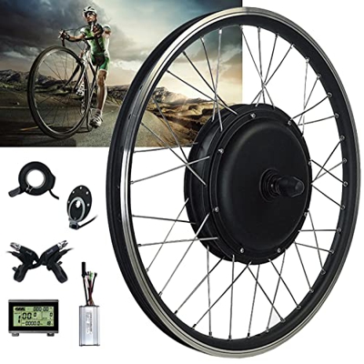 Niczu Kit de Conversión de Bicicleta Eléctrica, 36V 500W DC Motor Kit de Transmisión Delantera, Kit de Conversión para Bicicletas Eléctricas, 20 24 26