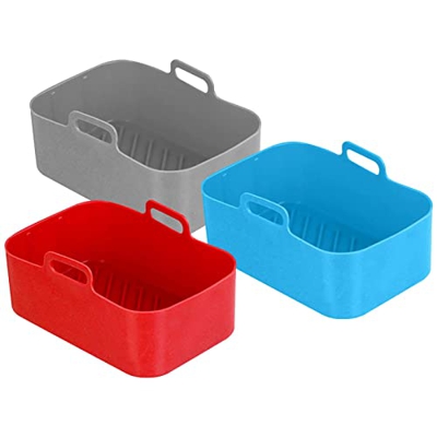 3pcs Olla Silicona Freidora Aire,Air Fryer Silicone Baking Tray,Reusable Non-Stick Air Fryer Silicone Liners,Air Fryer Silicone Pot,Air Fryer Cesta De