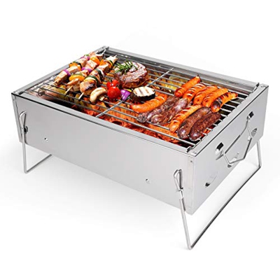 WXHN Parrilla de carbón para Barbacoa, Parrilla Barbacoa portátil, Plegable Exteriores, pequeña Acero Inoxidable sobremesa Acampar, Fiestas al Aire Li
