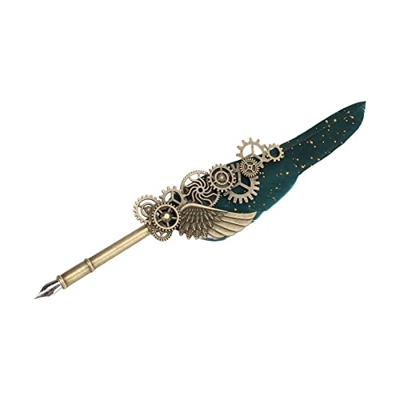 Juego de bolígrafos de caligrafía, pluma estilográfica vintage de acero inoxidable con hermoso diseño para oficina en casa SP283704 Sprinkle Gold Gree