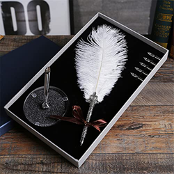n/A Ostrich Feather Fountain Pen Quill Dip Botear Set Papelería Boda Oficina Escuela Suministros Fuente Traje (Color : D) en oferta