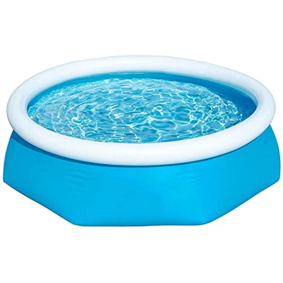 Tradineur - Piscina Familiar con aro Hinchable, Paredes Resistentes a pinchazos y a Rayos UV, fácil Montaje (Azul y Blanco, 1880 litros, 244 x 61 cm)