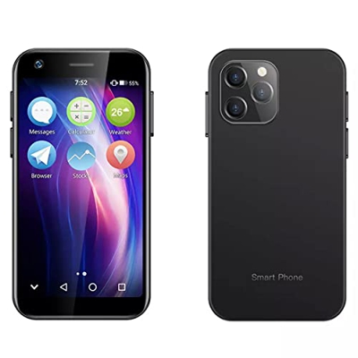 Teléfono móvil más pequeño del mundo SOYES XS12 Mini teléfono celular, Android 9.0, desbloqueado 4G Dual Sim Quad Core, Cuerpo delgado de cristal 3D, 