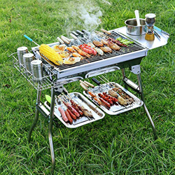 WXHN Parrilla de Barbacoa portátil para 4-6 Personas Parrilla de Barbacoa, Barbacoa de carbón para Acampar al Aire Libre Parrilla de jardín Utensilio  en oferta