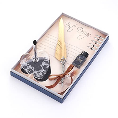 n/A Clásico Vintage Pluma Pluma Multicolor Metal Fuente de Pluma Suministros de Oficina para Enviar 5 nibs Conjunto de Caja (Color : J)