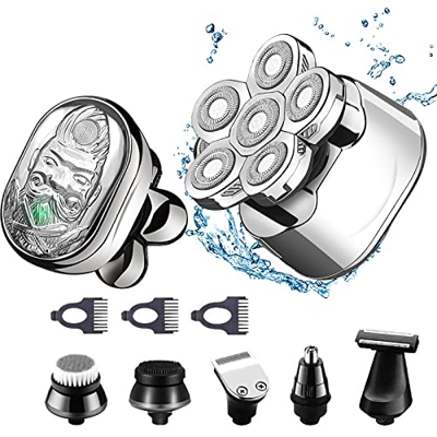 Yinuoday 6 en 1 cabeza afeitadora Kit para hombres calvos 6D flotante maquinilla de afeitar eléctrica recargable impermeable aseo cabeza afeitadora mo