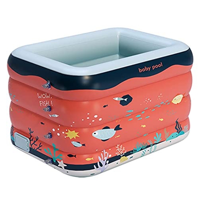 LGESR Piscinas Piscina Exterior Uso Familiar Niños y Adultos Piscina Inflable Plegable con Material Más Grueso Seguridad Inflable Automático Rojo/Rojo