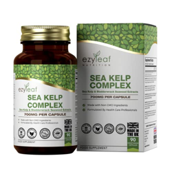 Ezyleaf Algas Marinas 700mg por Cápsula con Extractos de Kelp Algas Marinas y Fucus | Suplemento de Yodo 90 Cápsulas Veganas | Alto en Electrolitos de características