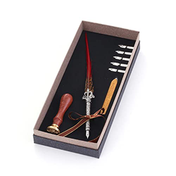 n/A Personalidad Pen Natural Pluma Vintage Dip Metals Metals Fountain Pen Caja Conjunto Regalo de cumpleaños 5 Nib (Color : C) características